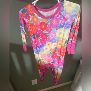 Little Sleepies Pink and Orange Floral pajamas 6-12 months